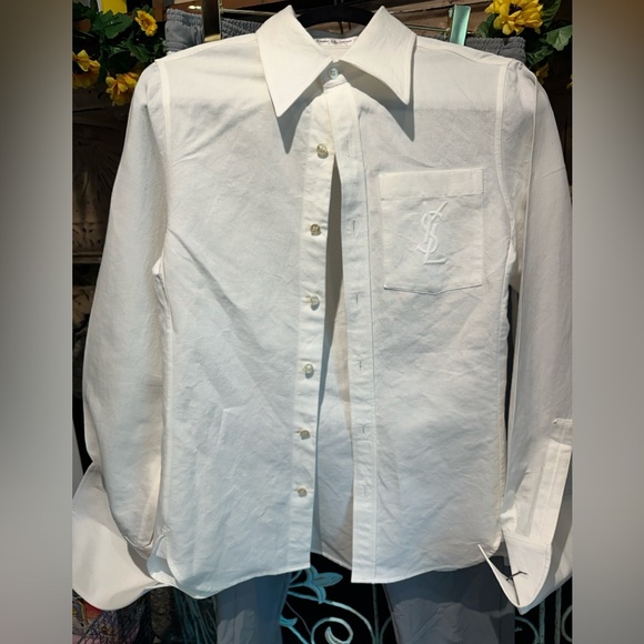Saint Laurent Tops - NWOT YSL Saint Laurent CLASSIC COTTON & LINEN SHIRT IN WHITE $1350 Sz 34 XS/S